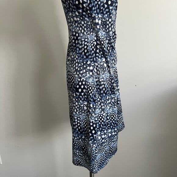 BCBG Max Azria Wrap Dress Ellyette Blue Feather Work Wear XS - Picture 7 of 9